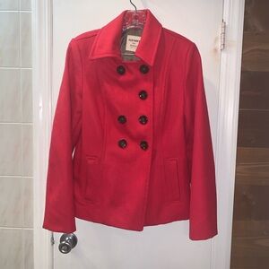 Women’s Red Peacoat Old Navy Wool/ Polyester Like New size Medium